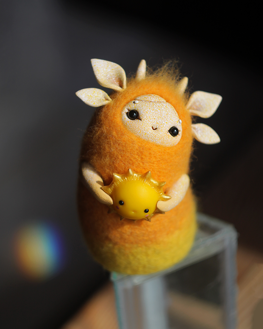 The sun in the hands - My, Needlework without process, Polymer clay, Dry felting, Longpost, 