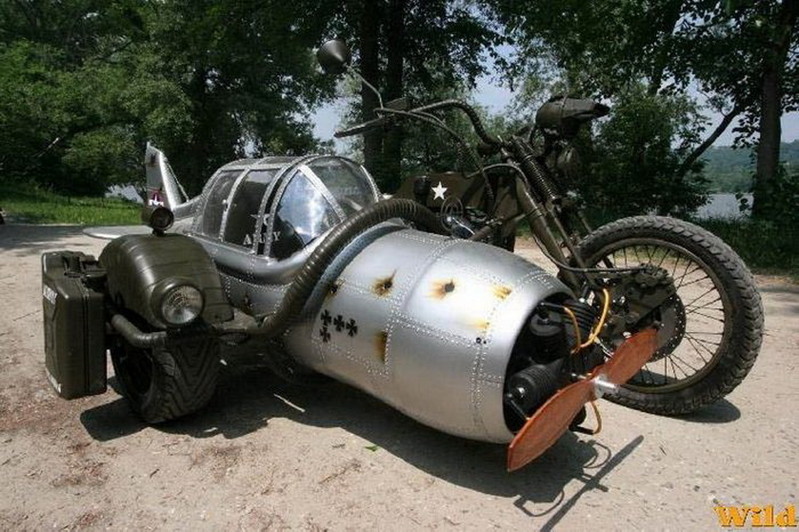 Ready for takeoff! - Moto, Motorcyclists, Sidecar, Airplane, Ingenuity, Humor, 