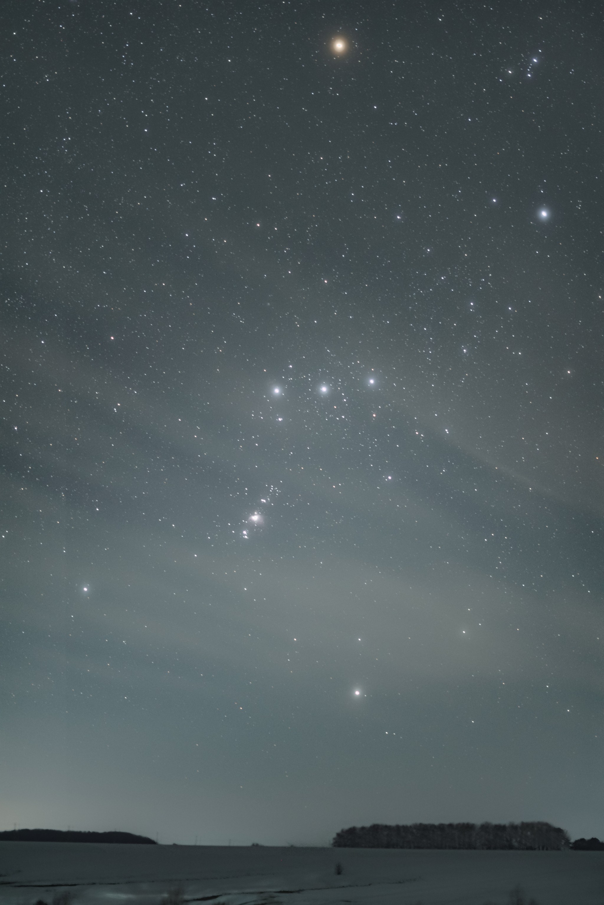 Orion over the field - My, Astrophoto, Space, Landscape, Orion, Field, Chuvashia, Sony, 50mm, , Stars