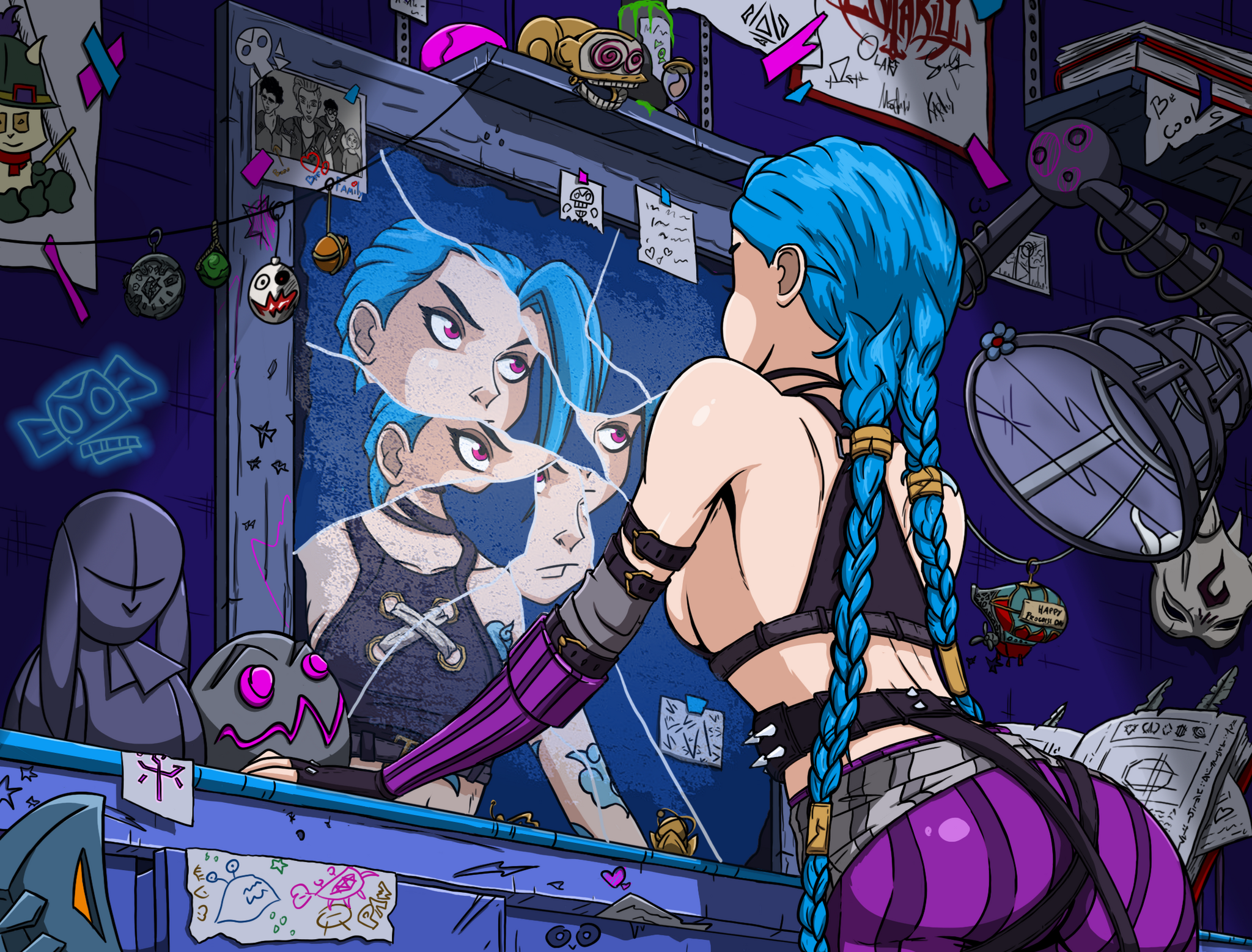The Last Encounter with the Past - My, Drawing, Girls, Digital drawing, Animated series, Arcane, Game art, Creation, Jinx, Art, League of legends, 