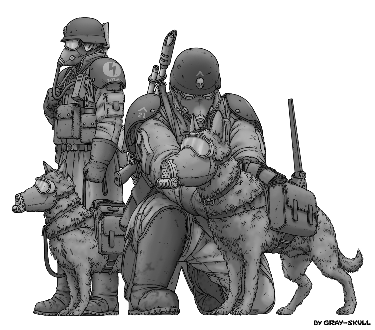 Dogs in the Service of the Imperium (by Gray-Skull) - My, Warhammer 40k, Warhammer, Astra Militarum, Gray-skull, Imperial guard, Armageddon Steel Legion, Wh Art, Dog, Art, 