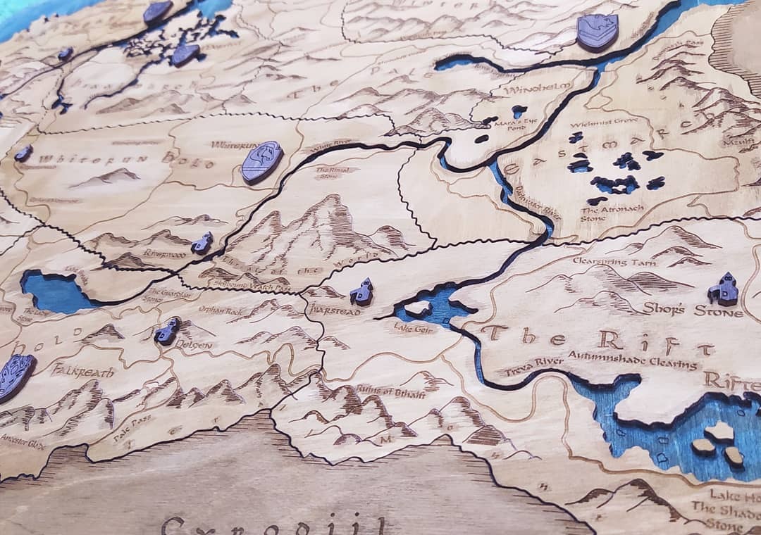 Map of Skyrim - My, Laser cutting, Cards, The Elder Scrolls V: Skyrim, Longpost