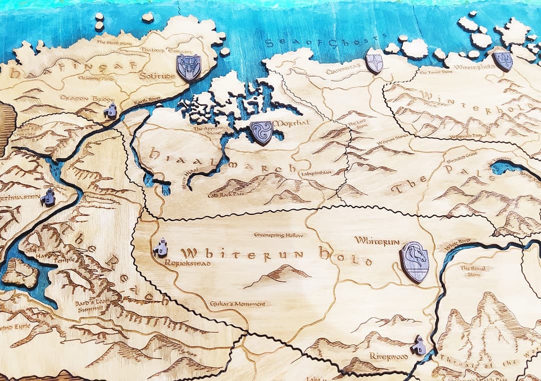 Map of Skyrim - My, Laser cutting, Cards, The Elder Scrolls V: Skyrim, Longpost