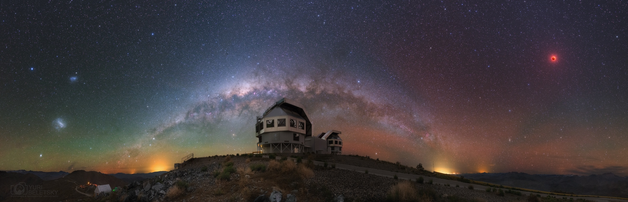 The Milky Way and the Lunar Eclipse in the Southern Sky - Milky Way, Astrophoto, Landscape, Panoramic shooting, Stars, moon, Moon eclipse, Sky, Starry sky