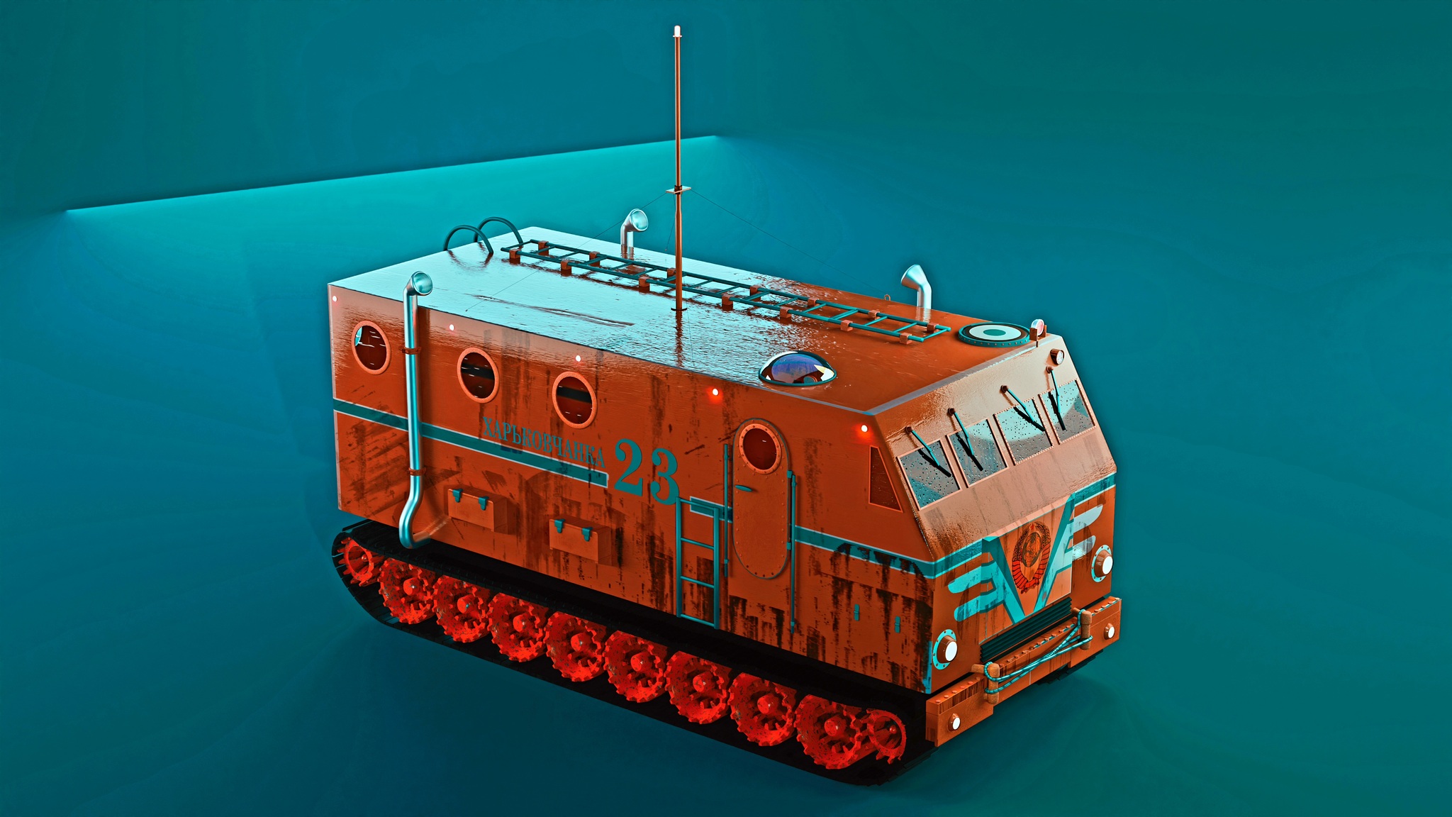 Antarctic all-terrain vehicle - Kharkivchanka - My, Blender, 3D, 3D modeling, Kharkivchanka (all-terrain vehicle), Longpost