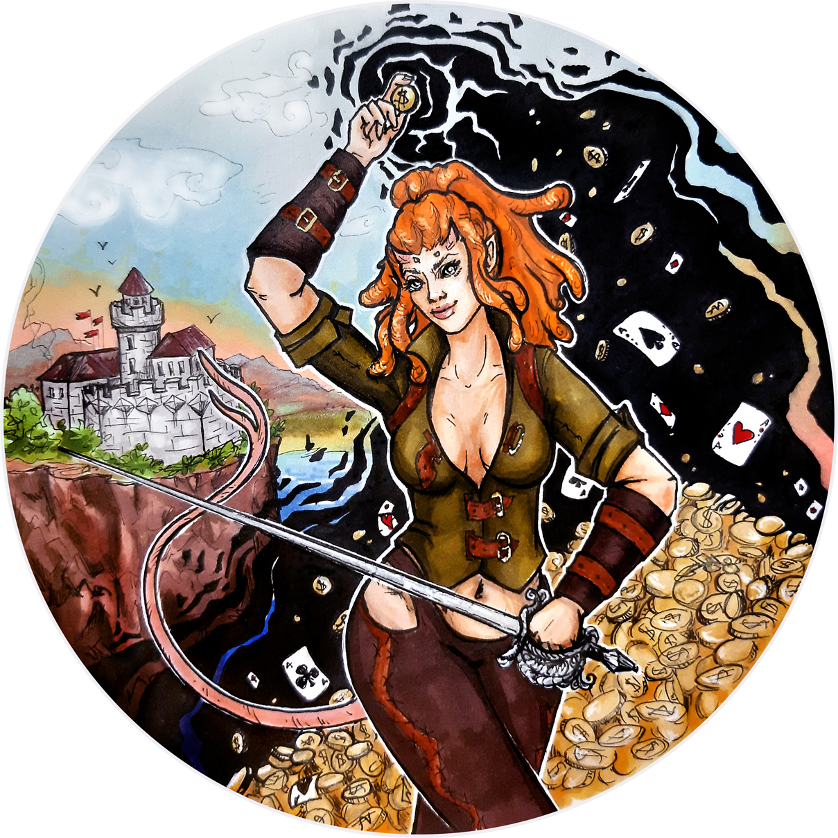 Round artes - My, Drawing, Traditional art, Graphics, Sketch, Pathfinder, Dungeons & dragons, Alcohol markers, Concept Art, Longpost