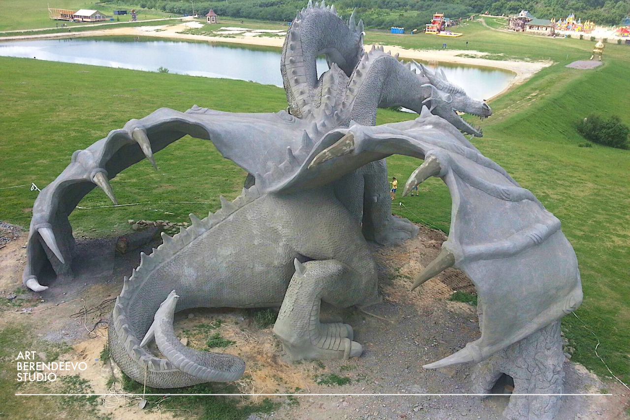 Creation of a 15-meter dragon Serpent Gorynych - My, Sculpture, The Dragon, Dragon, Architectural concrete, Garden figures, Longpost, Lipetsk region, Kudykina Mountain