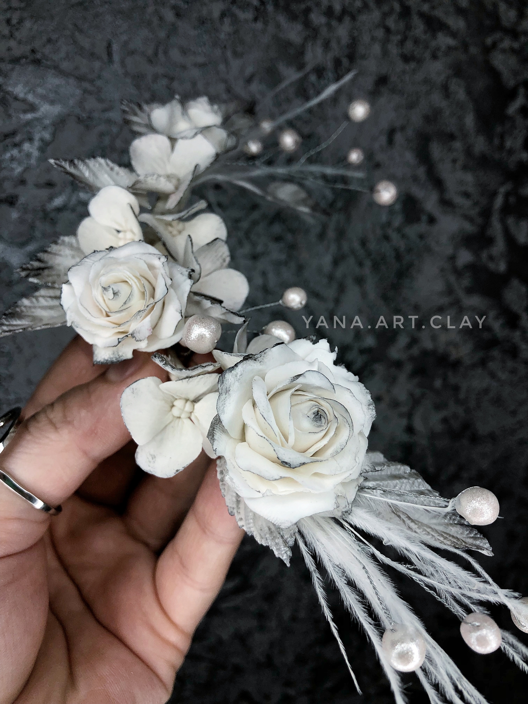 Flower twig for a special occasion - My, Flowers, Wedding, Decoration, Longpost, Cold porcelain