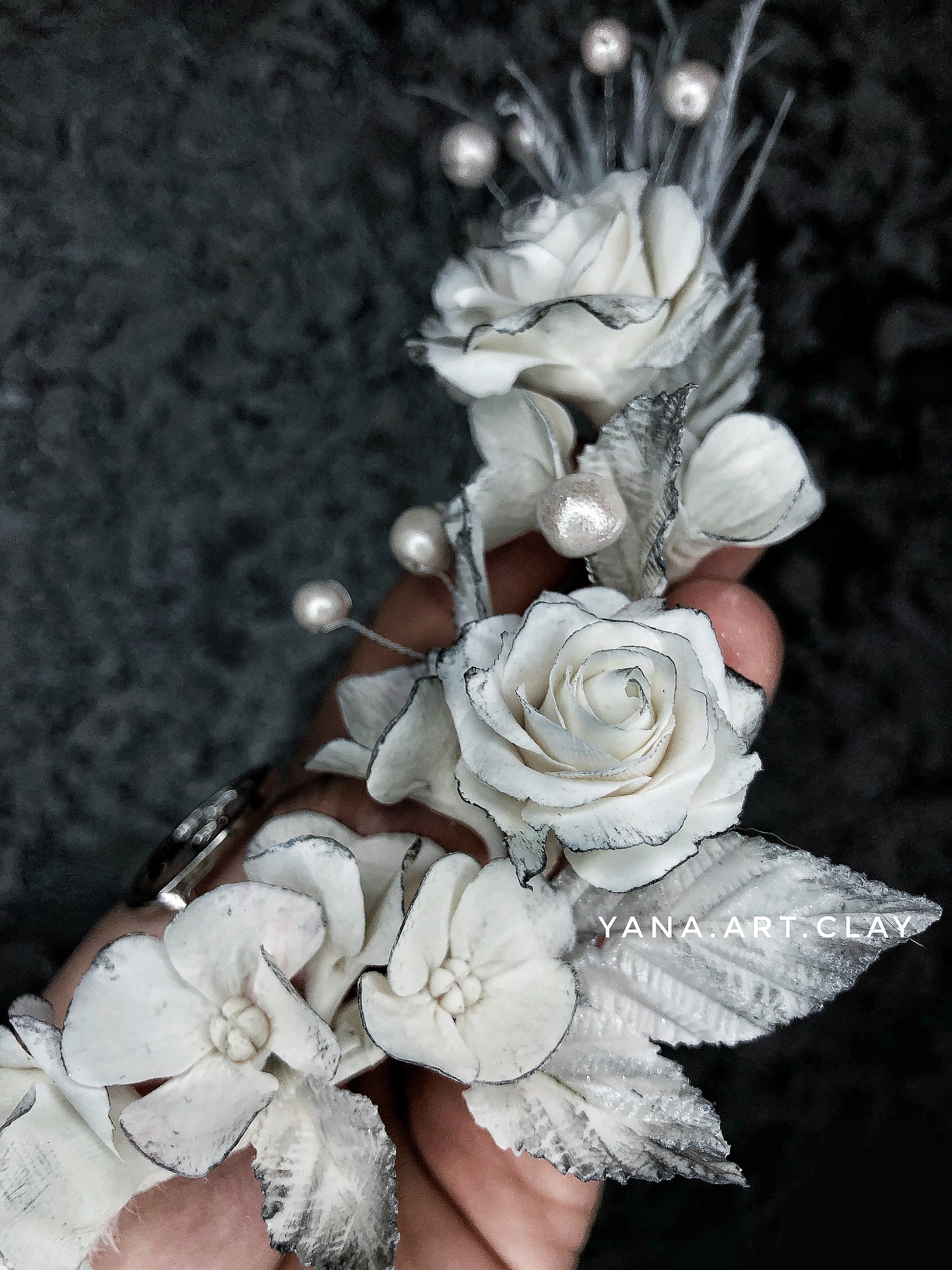 Flower twig for a special occasion - My, Flowers, Wedding, Decoration, Longpost, Cold porcelain