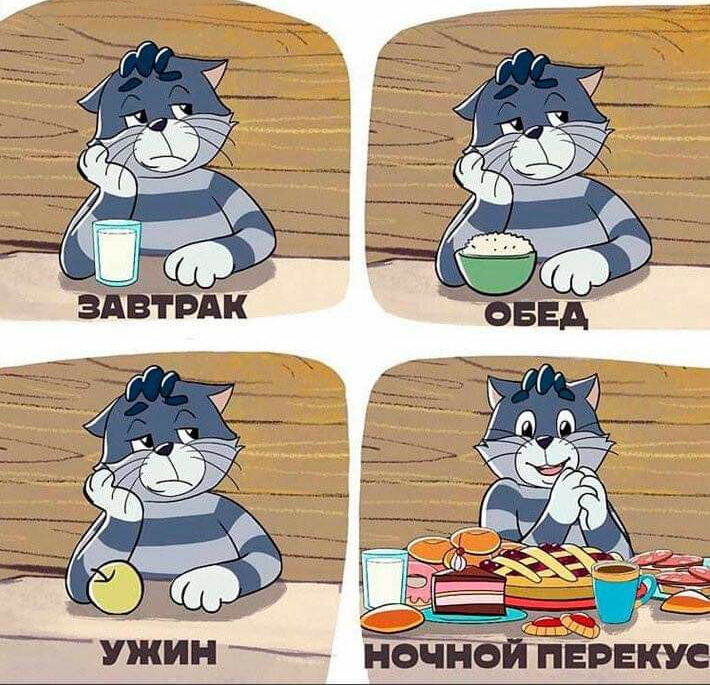 When I went on a diet - Humor, Prostokvashino, Picture with text, Diet, Night dojoor, cat, Gluttony