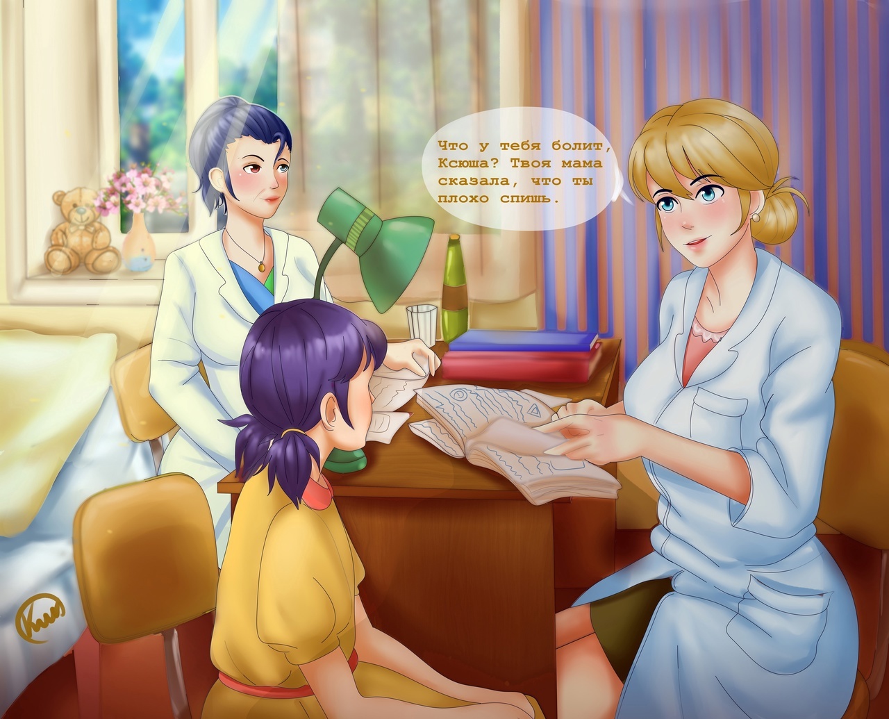 Slavia always wanted to help people - Endless summer, Visual novel, Glorifying, Viola, Art, Doctors, Doctor's appointment