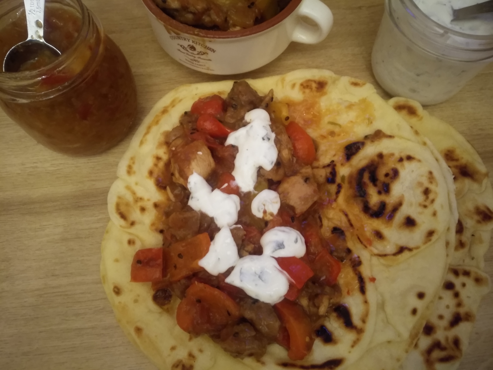 Naan with jalfresi chicken - My, Hen, Recipe, Tortillas, Lime, Chutney, Yogurt, Pepper, Longpost, 