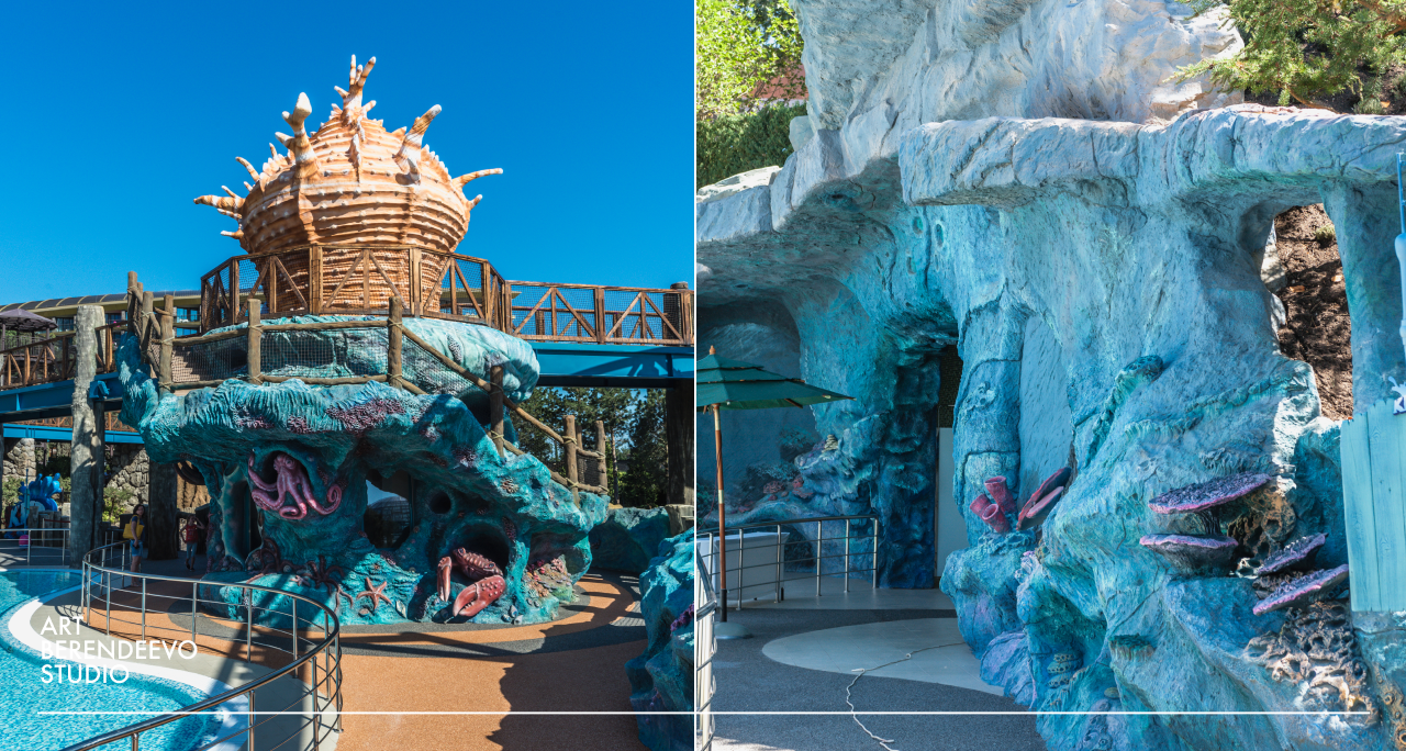 DECORATION OF WATER PARKS AND AQUARIUMS - Aquapark, Oceanarium, Decor, Bas-relief, Wall cladding, Scenery, Architectural concrete, Longpost, Art concrete, Cladding of buildings, Imitation of natural forms