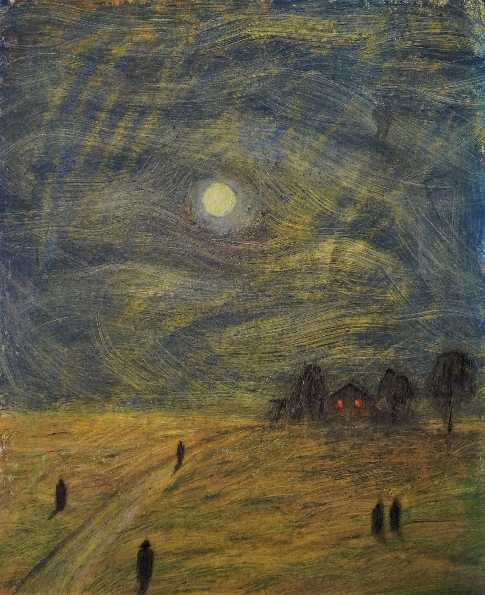 Song - My, Painting, Drawing, Art, Oil pastel, Dream, Night, Landscape