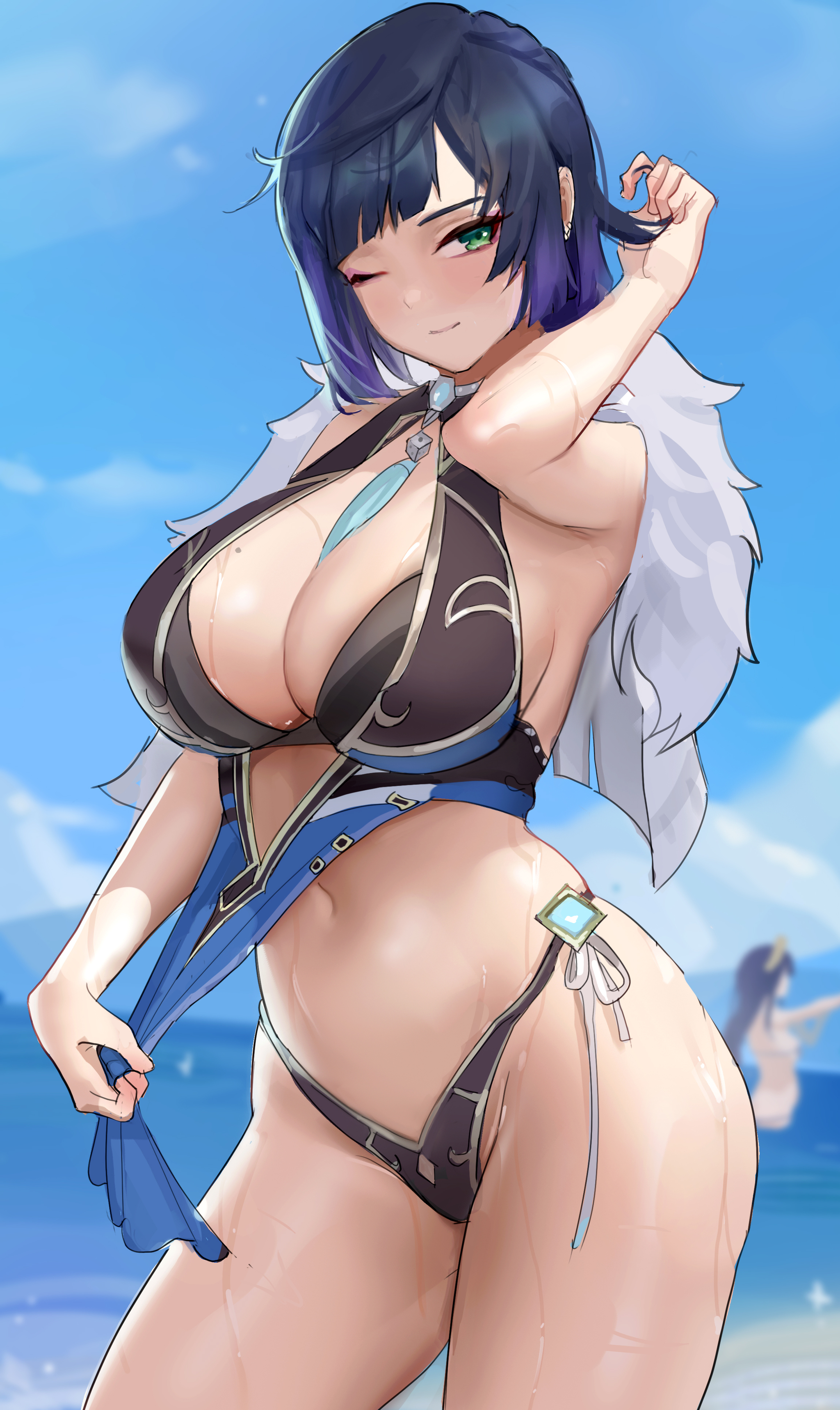 Yelan - NSFW, Genshin impact, Yelan (Genshin Impact), Art, Girls, Games, Anime, Anime art, Boobs