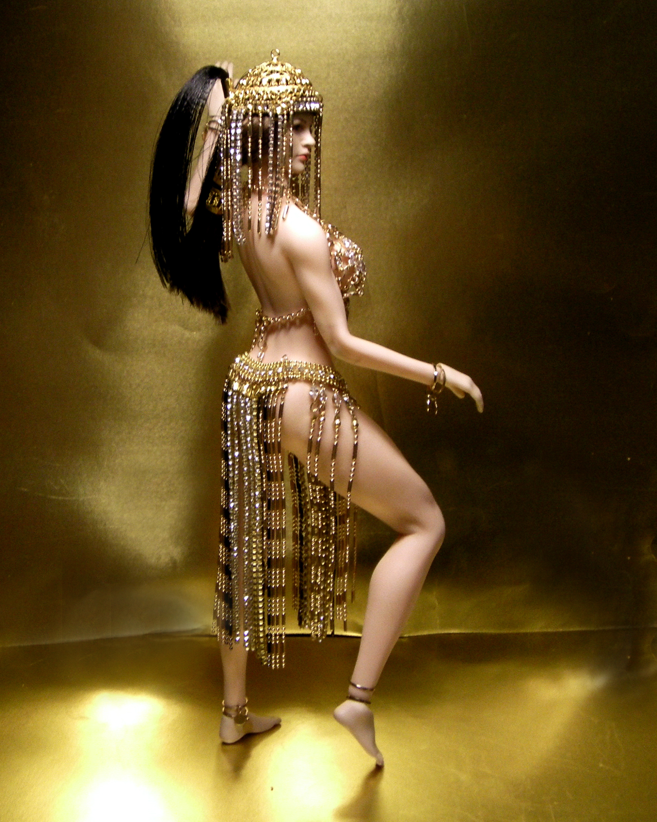 Collectible figurine phicen in a diamond costume of a palace dancer of the Ancient East and Asia - Oriental Dance, Dancer, Diamond, Erotic, belly dance, Bellidance, Gold, Video, Longpost, Jointed doll, 