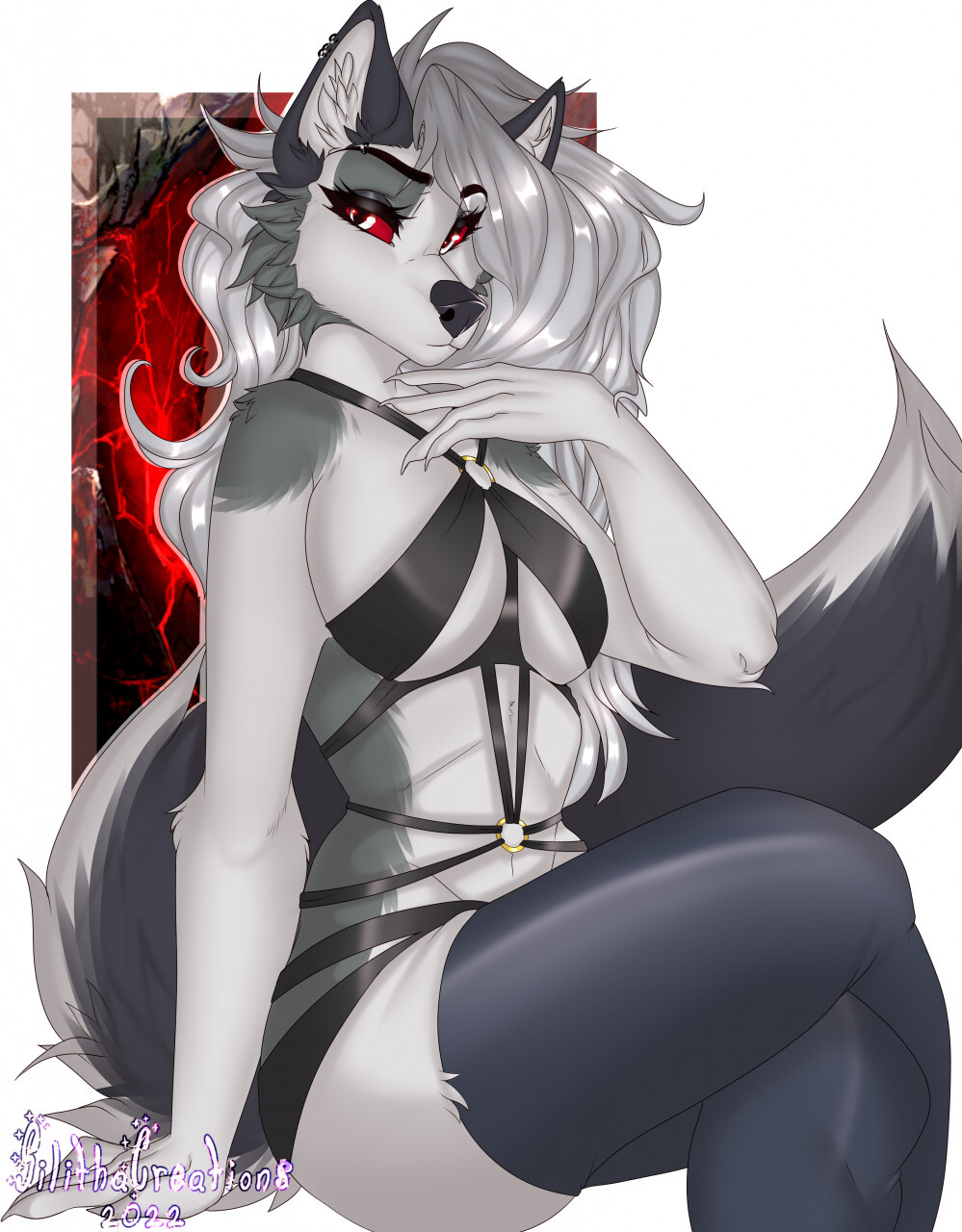 Loona - Furry, Anthro, Art, Furry edge, Furry canine, Loona, Helluva boss, , NSFW