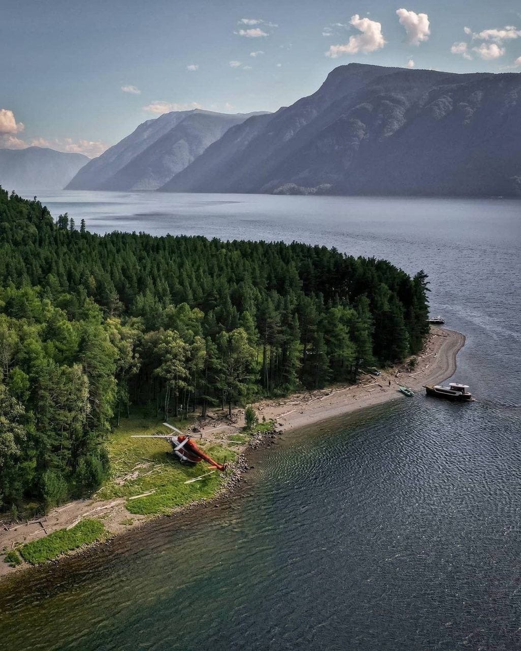 Teletskoe lake - Teletskoe lake, Altai Republic, The nature of Russia, Travel across Russia, Tourism, The photo, , Helicopter