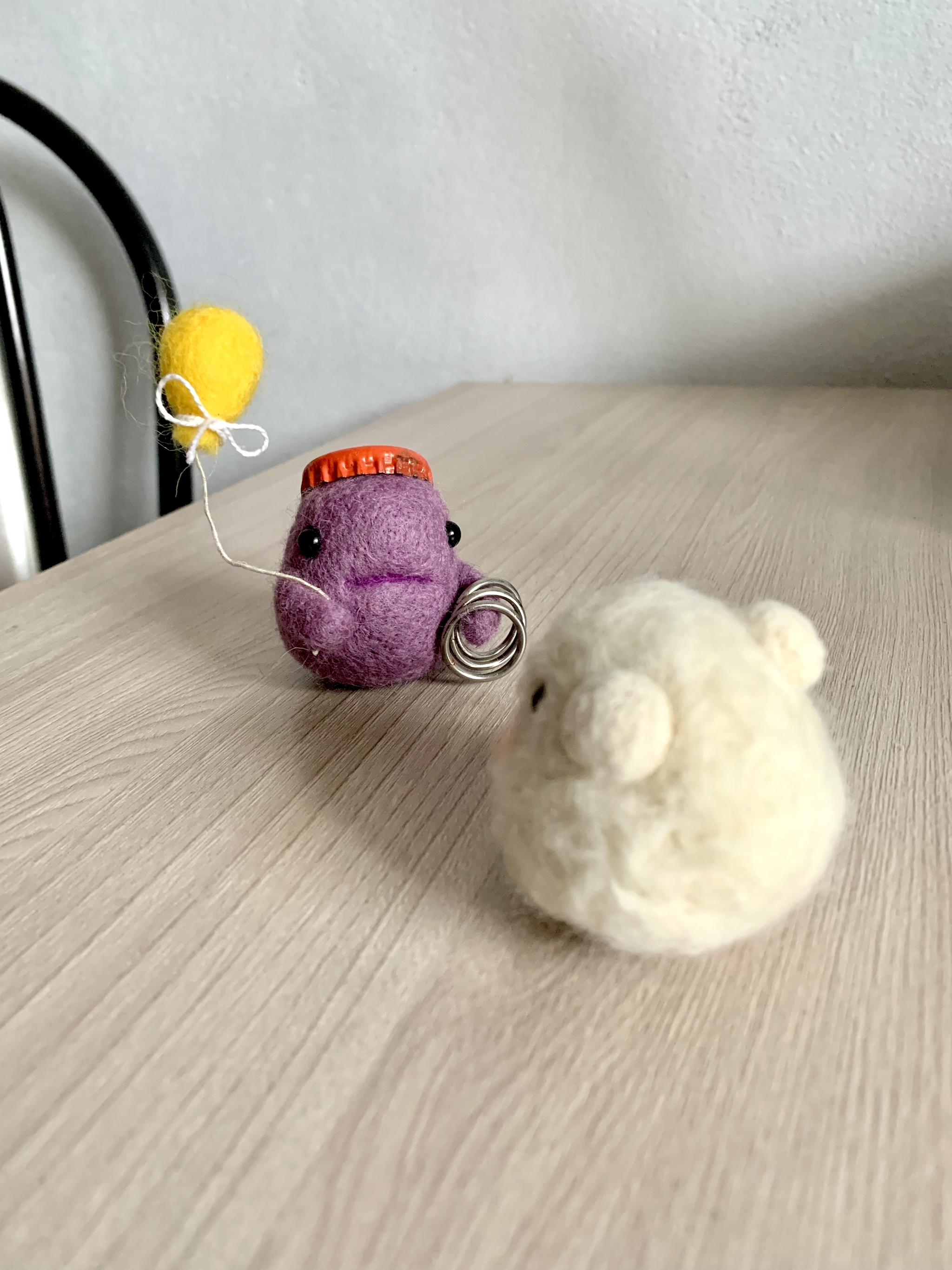 Romantic barebuh and sweet bubaleh arranged a date - My, Needlework, Creation, Dry felting, Author's toy, Handmade, Needlework without process, Interior toy, Barebuh, Longpost, 