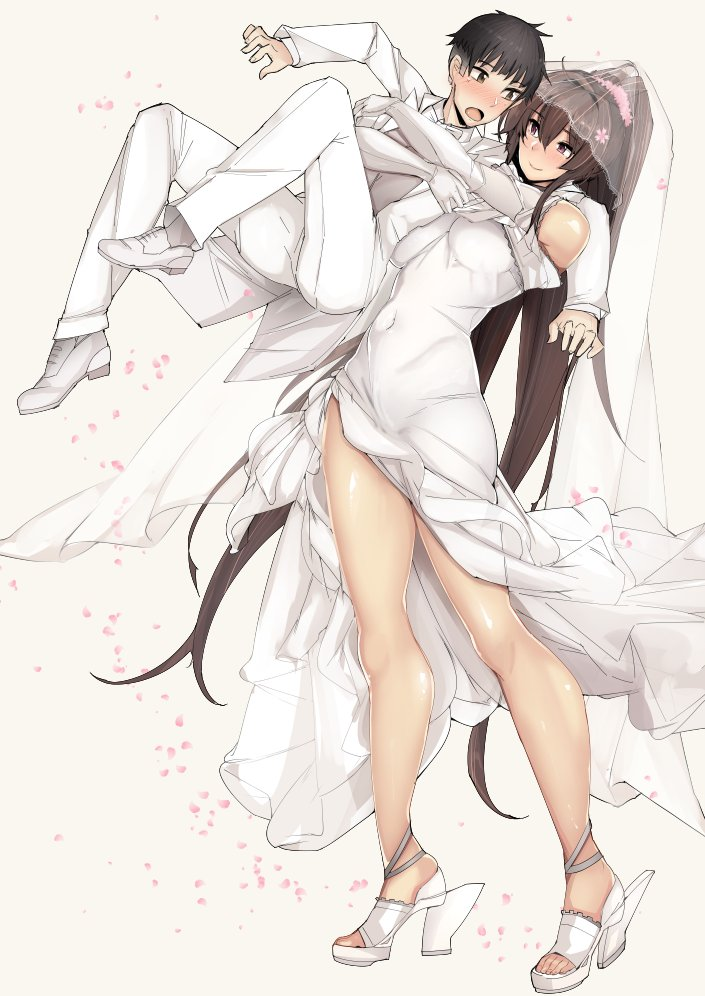 Continuation of the post “I believe in the superiority of brides” - Anime art, Anime, Wedding, Wedding Dress, A selection, Longpost, Reply to post, Twitter (link), Bride