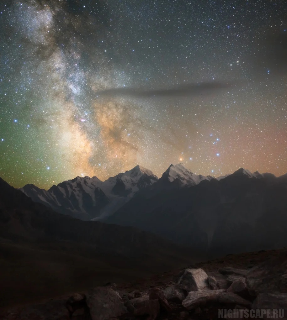 Milky Way over Elbrus - Milky Way, Astrophoto, Landscape, Stars, Starry sky, Sky, , The mountains, Elbrus