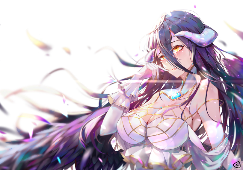 Dreaming - Art, Anime, Anime art, Overlord, Albedo, Succubus, Girl with Horns