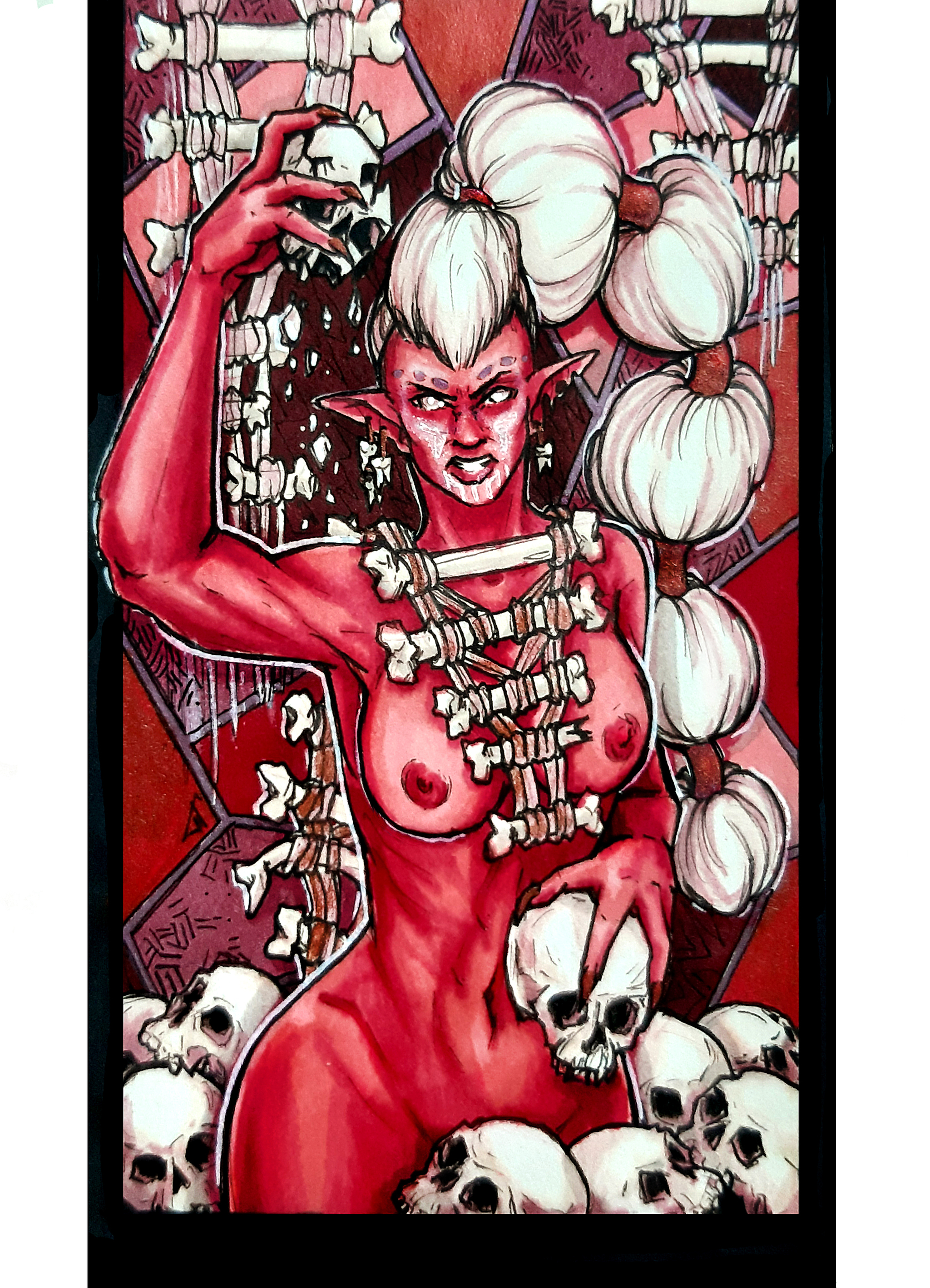 7 Sins - NSFW, My, Hand-drawn erotica, Drawing, Graphics, Alcohol markers, Boobs, Traditional art, Longpost, 