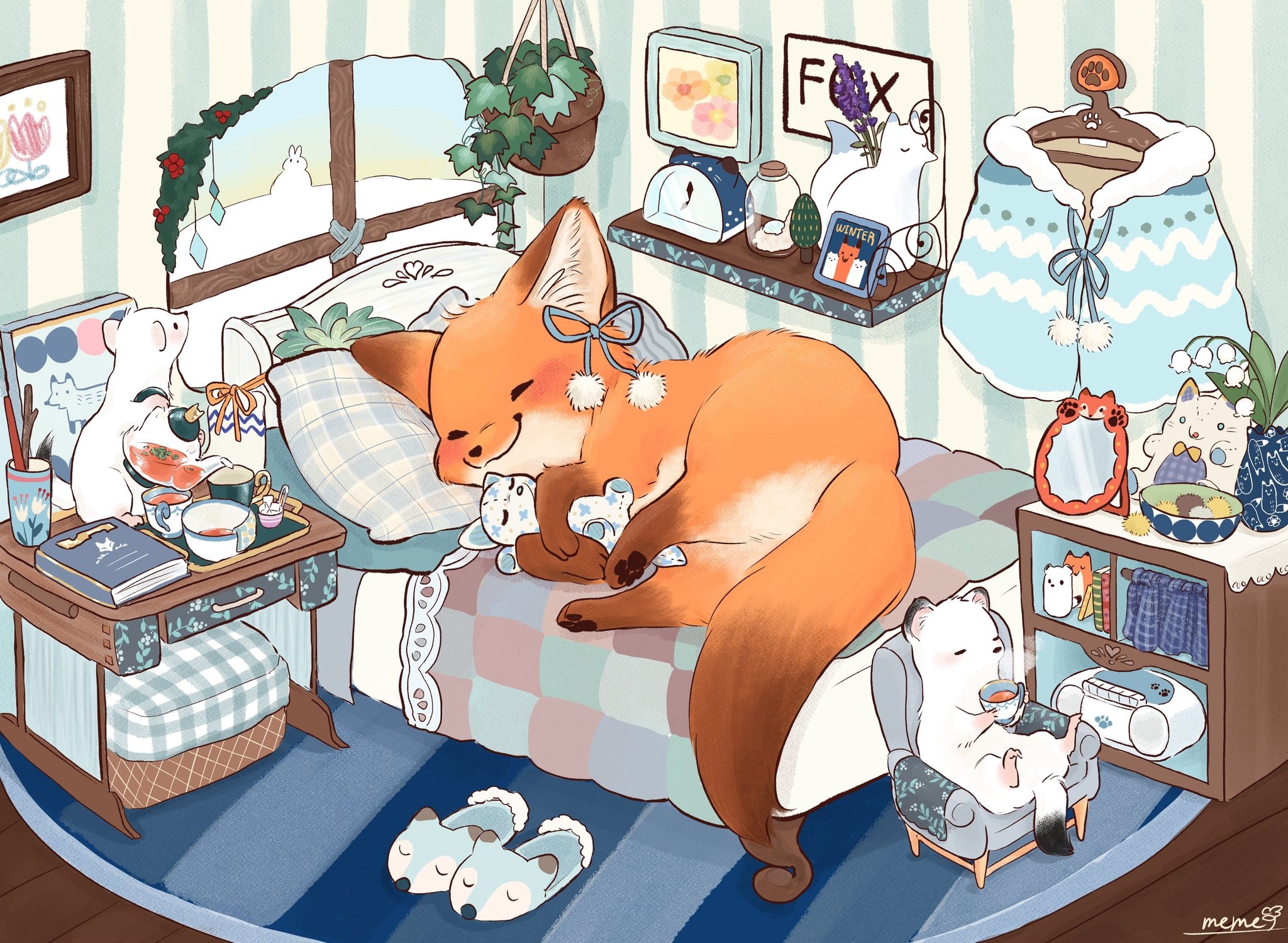 Drykhodnoy - Drawing, Fox, Weekend, House, Ermine, Dream, Tea, Toys, Animals, Art, Milota