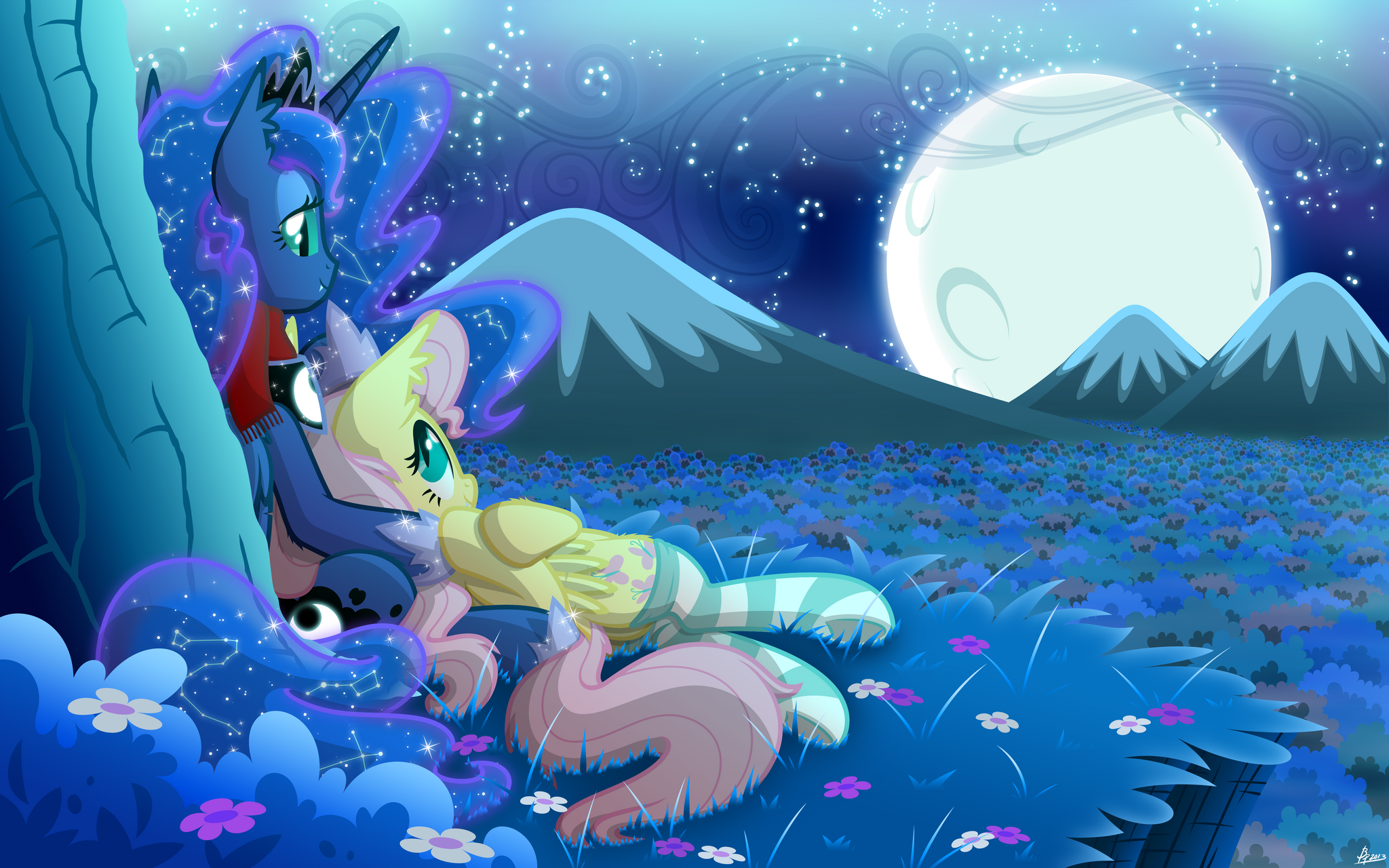 Two loneliness met - My little pony, Fluttershy, Princess luna, MLP Discord, Shipping, Longpost, Howxu, Joakaha, Furboz