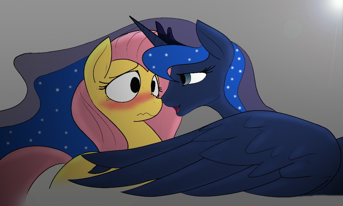 Two loneliness met - My little pony, Fluttershy, Princess luna, MLP Discord, Shipping, Longpost, Howxu, Joakaha, Furboz