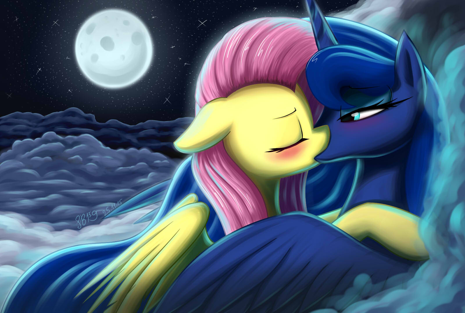 Two loneliness met - My little pony, Fluttershy, Princess luna, MLP Discord, Shipping, Longpost, Howxu, Joakaha, Furboz