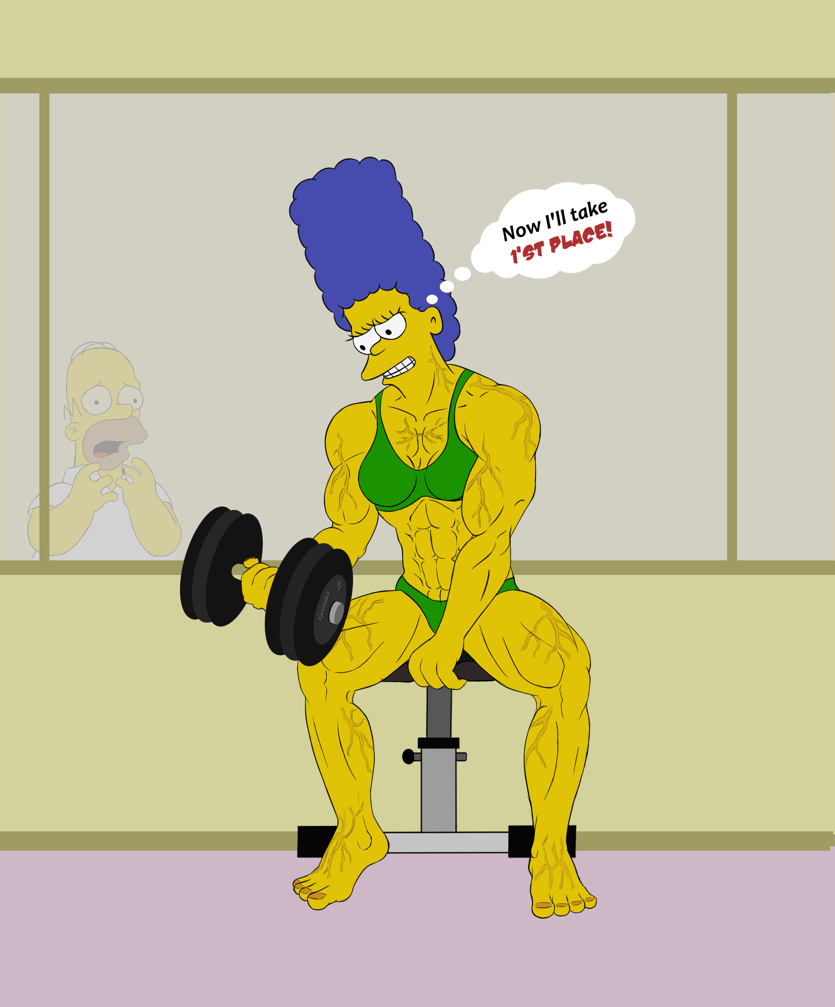 FMG - Strong Arms of the Marge Simpson - Моё, FMG, Female muscle growth, Бодибилдинг, Симпсоны, Мардж Симпсон, Muscleart