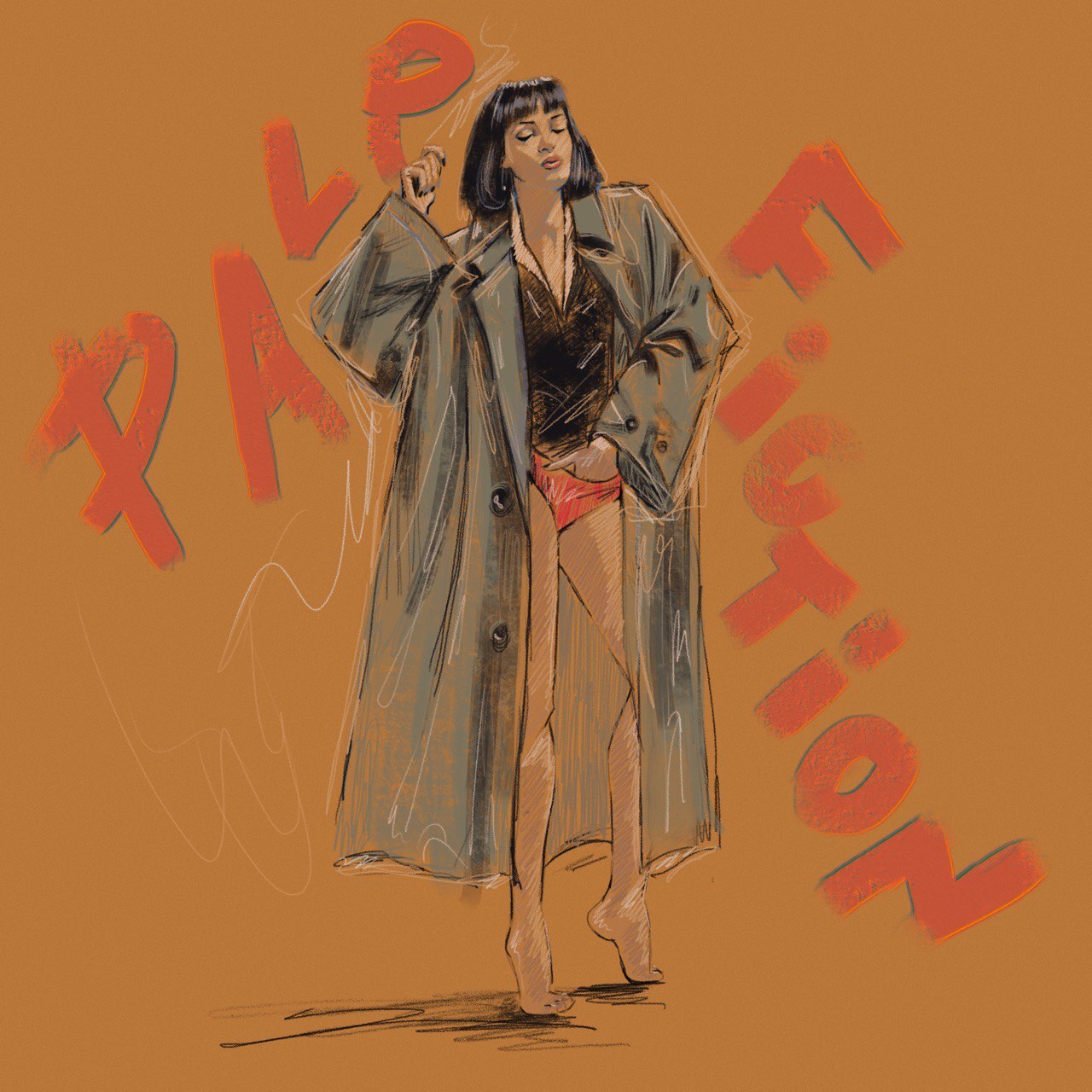 •PULP FICTION• - My, Uma Thurman, Quentin Tarantino, Pulp Fiction, Art, Drawing