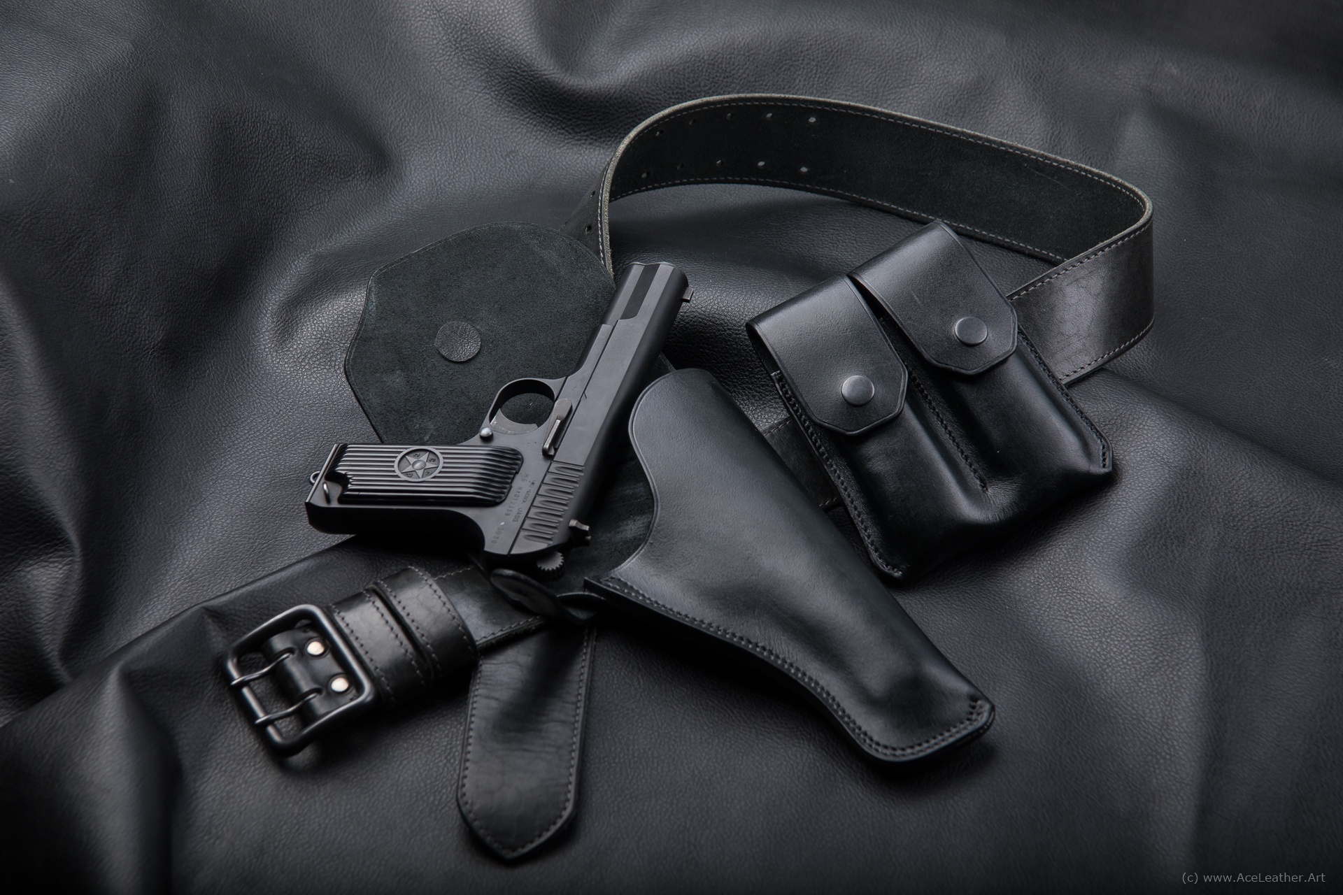 Black clothing for TT - My, Holster, With your own hands, Leather products, Tokarev, TT pistol, Longpost