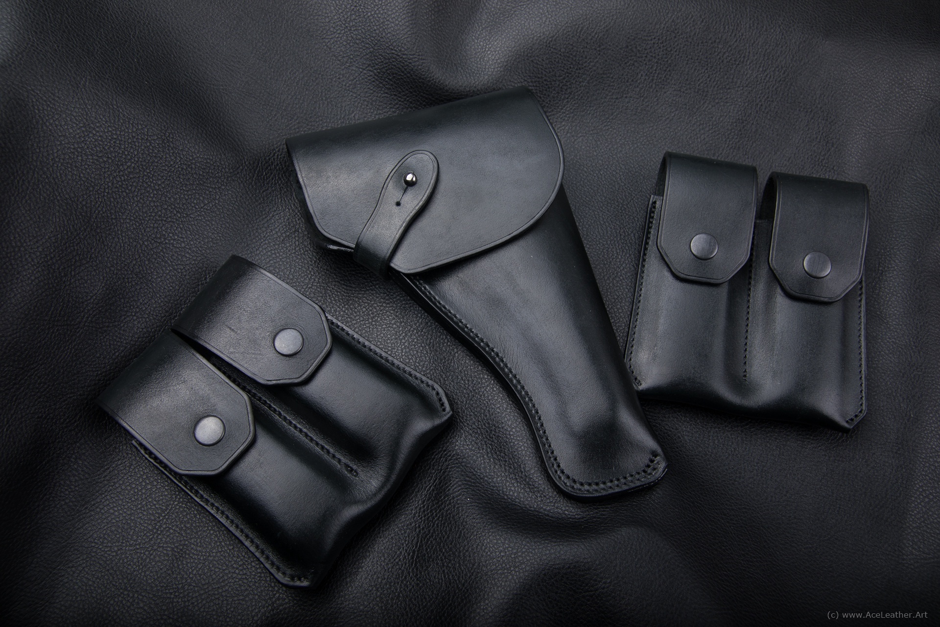 Black clothing for TT - My, Holster, With your own hands, Leather products, Tokarev, TT pistol, Longpost