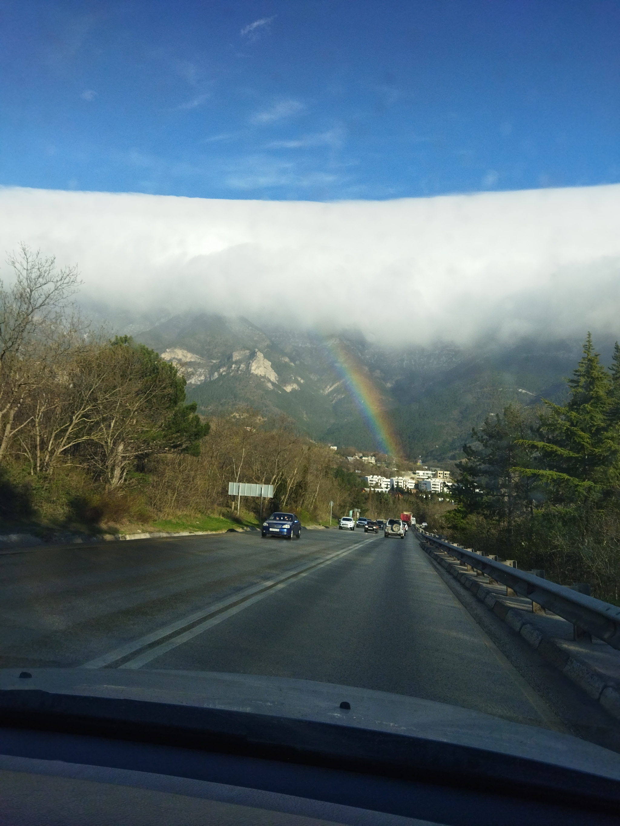 Rainbow under storm - My, Rainbow, Yalta, Storm, 