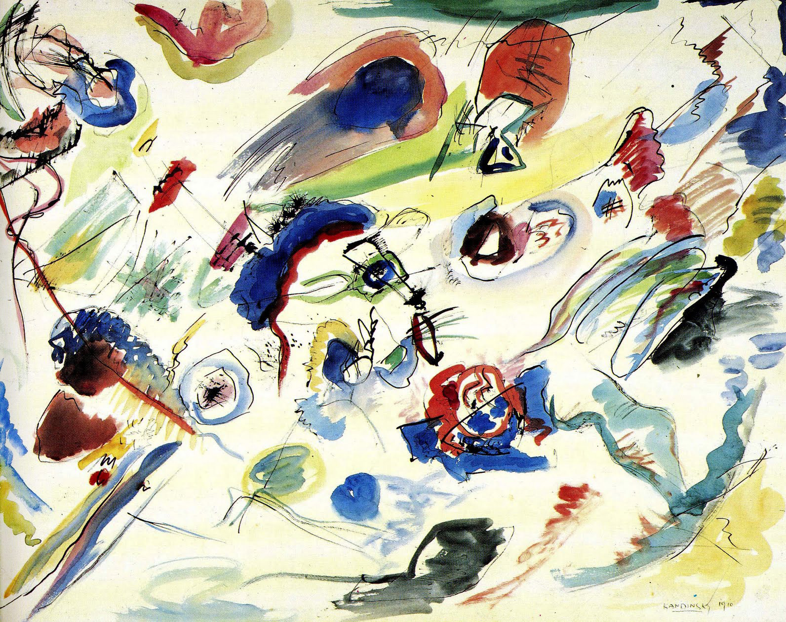 The first abstract painting (watercolor), Wassily Kandinsky, 1910 - Art, Painting, Abstraction, Abstractionism, Oil painting, Watercolor, 