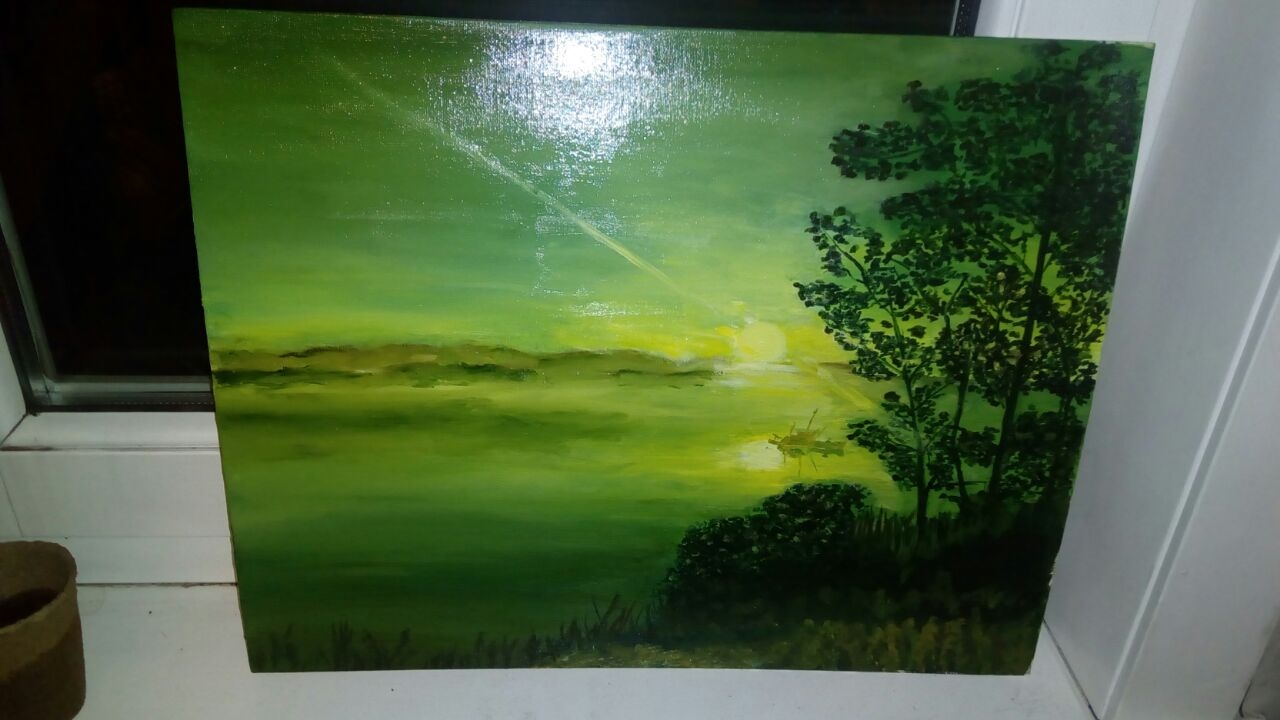Green mood :) - My, Oil painting, Landscape, Creation, Nature, beauty of nature, wildlife, Painting, 