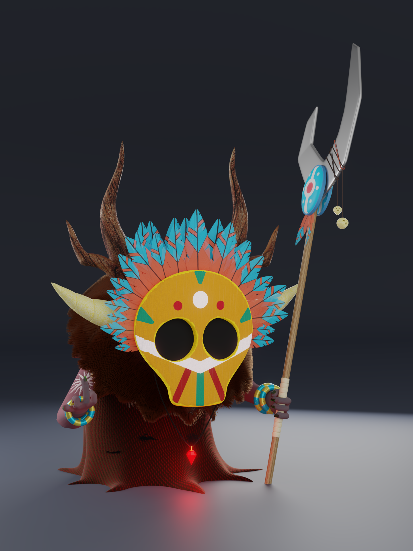 Shamanchik - My, Blender, 3D, 3D modeling, Computer graphics, Shamans