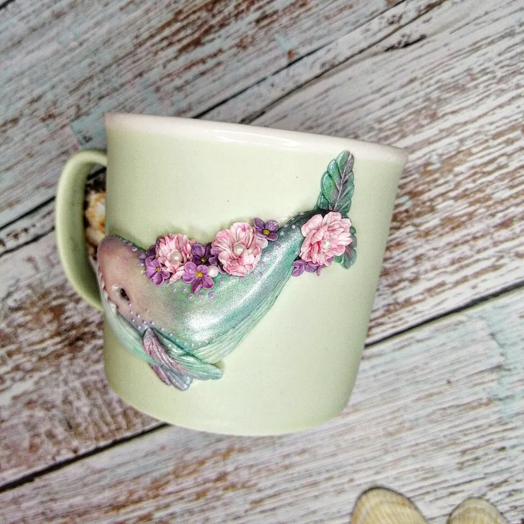 The Magic of Handmade. Handmade decor - My, Decoration, Polymer clay, Polymer floristry, Creation, Needlework without process, Needlework, beauty, Whale, Presents, Decor, Flowers, Mug with decor, Лепка, Brooch, Friday tag is mine, Clay, With your own hands, Handmade, Hobby, Кружки, Longpost