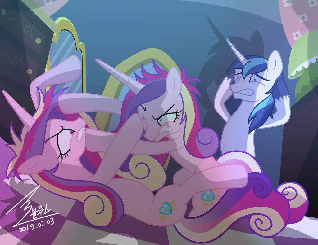 Difficult choice - My little pony, PonyArt, Queen chrysalis, Shining armor, Princess cadance, 0bluse