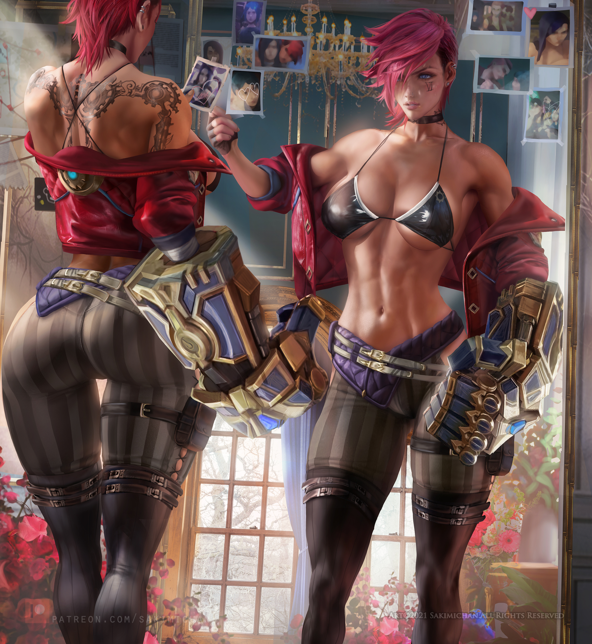 Vi (Вай) - NSFW, Sakimichan, Арт, Рисованная эротика, Game Art, League of Legends, VI, Длиннопост