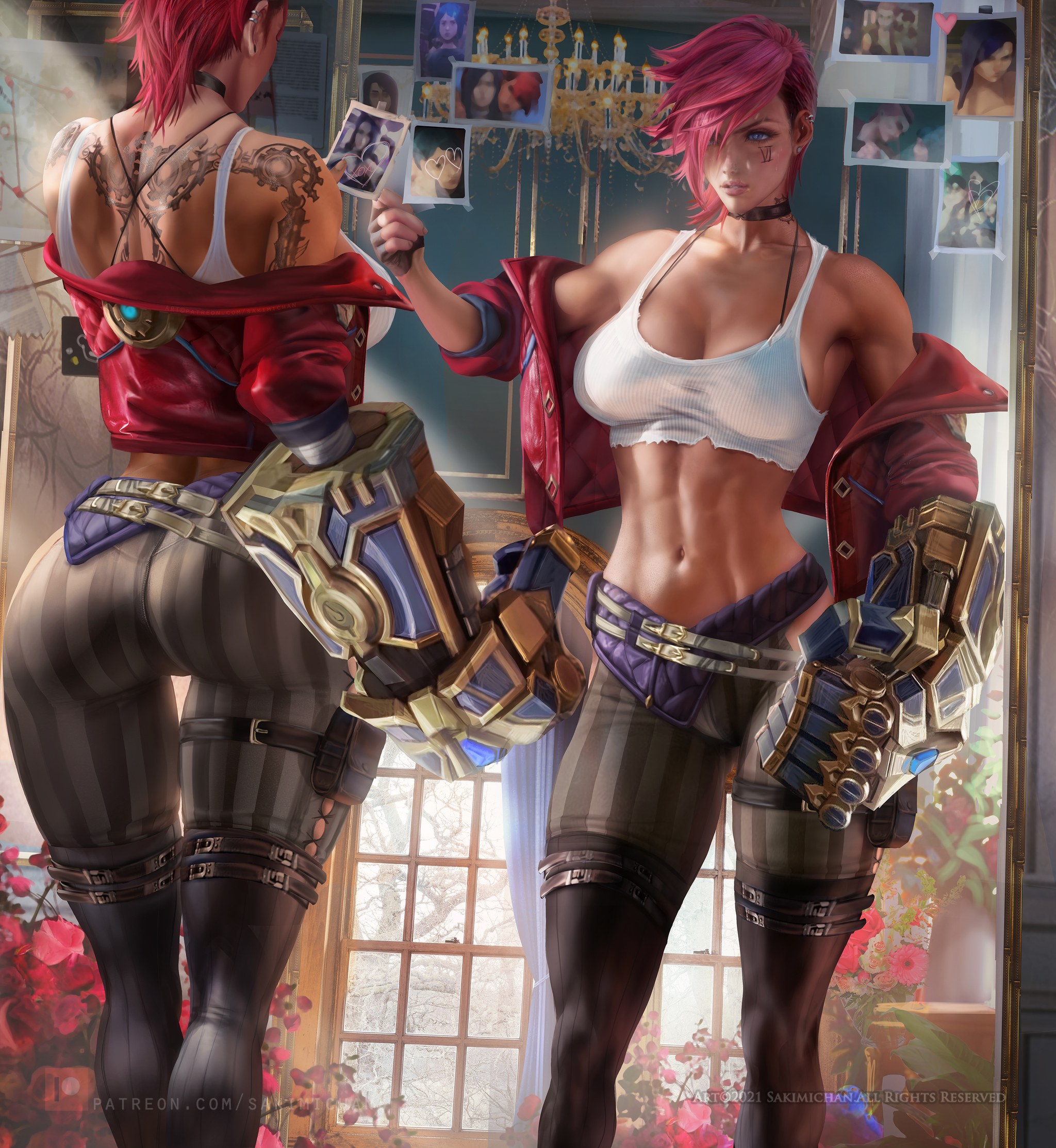 Vi (Вай) - NSFW, Sakimichan, Арт, Рисованная эротика, Game Art, League of Legends, VI, Длиннопост