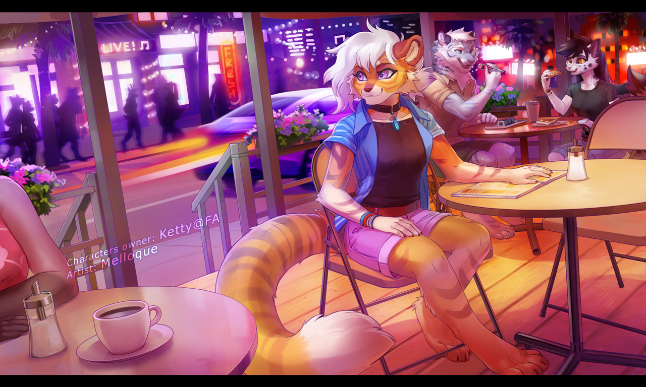 At the table - Furry, Art, Melloque, Furry feline, Furry tiger, Food