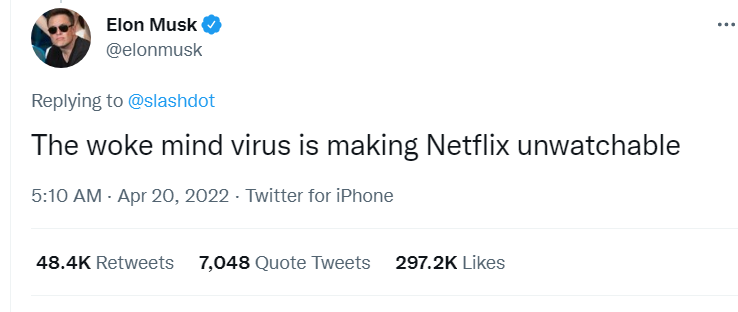 Elon Musk called the main reason for the failure of Netflix: too many agendas - Elon Musk, Netflix, Screenshot, Twitter