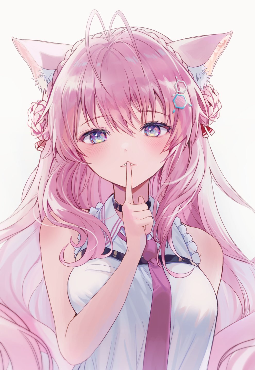 shhh ... - Anime, Anime art, Hakui Koyori, Hololive, Virtual youtuber, Art, Girls, Animal ears