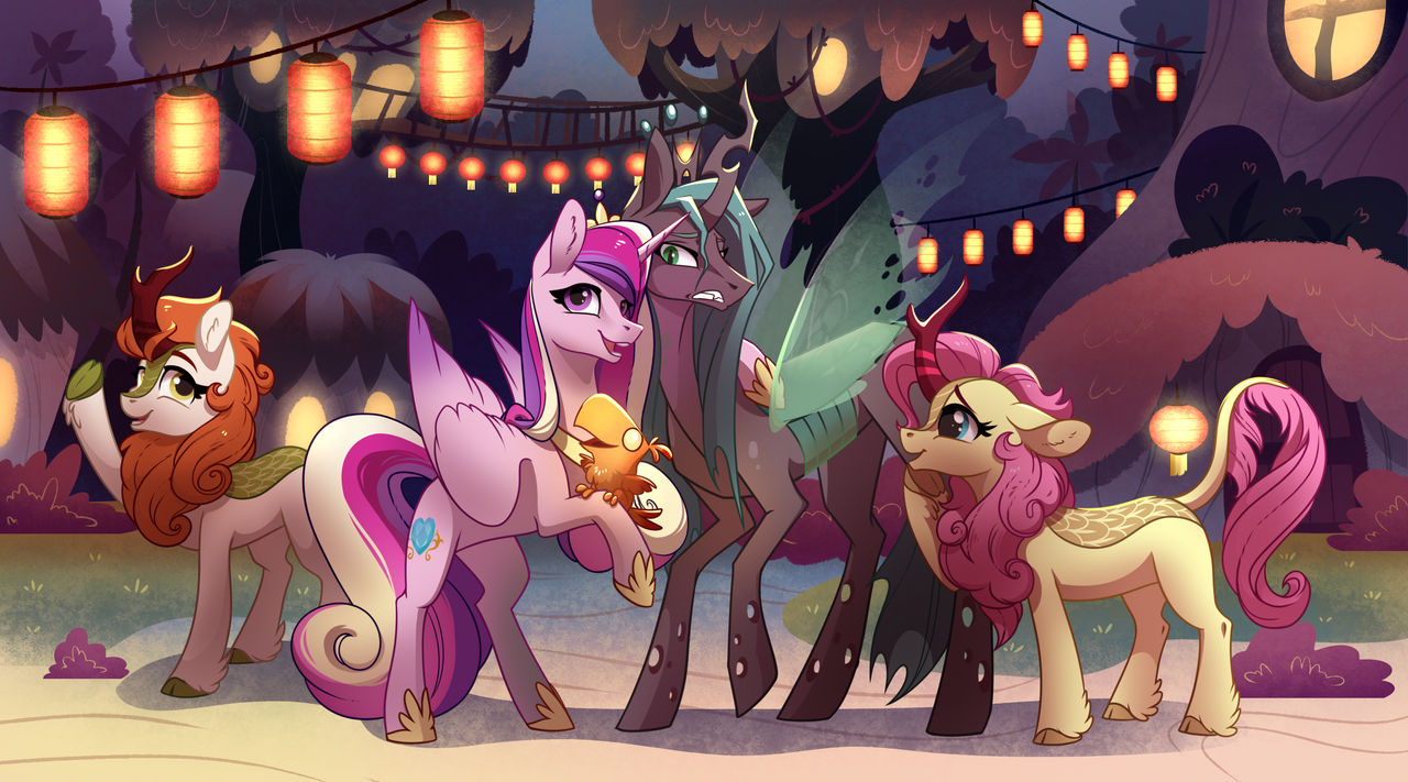 Фестиваль киринов - My Little Pony, Fluttershy, Princess Cadance, Queen Chrysalis, Autumn Blaze, MLP Kirin, 28gooddays