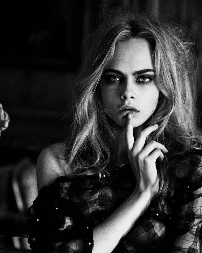 Cara delevingne - NSFW, Girls, Erotic, Boobs, Nudity, Long hair, Stockings, Celebrities, Black and white photo, Longpost