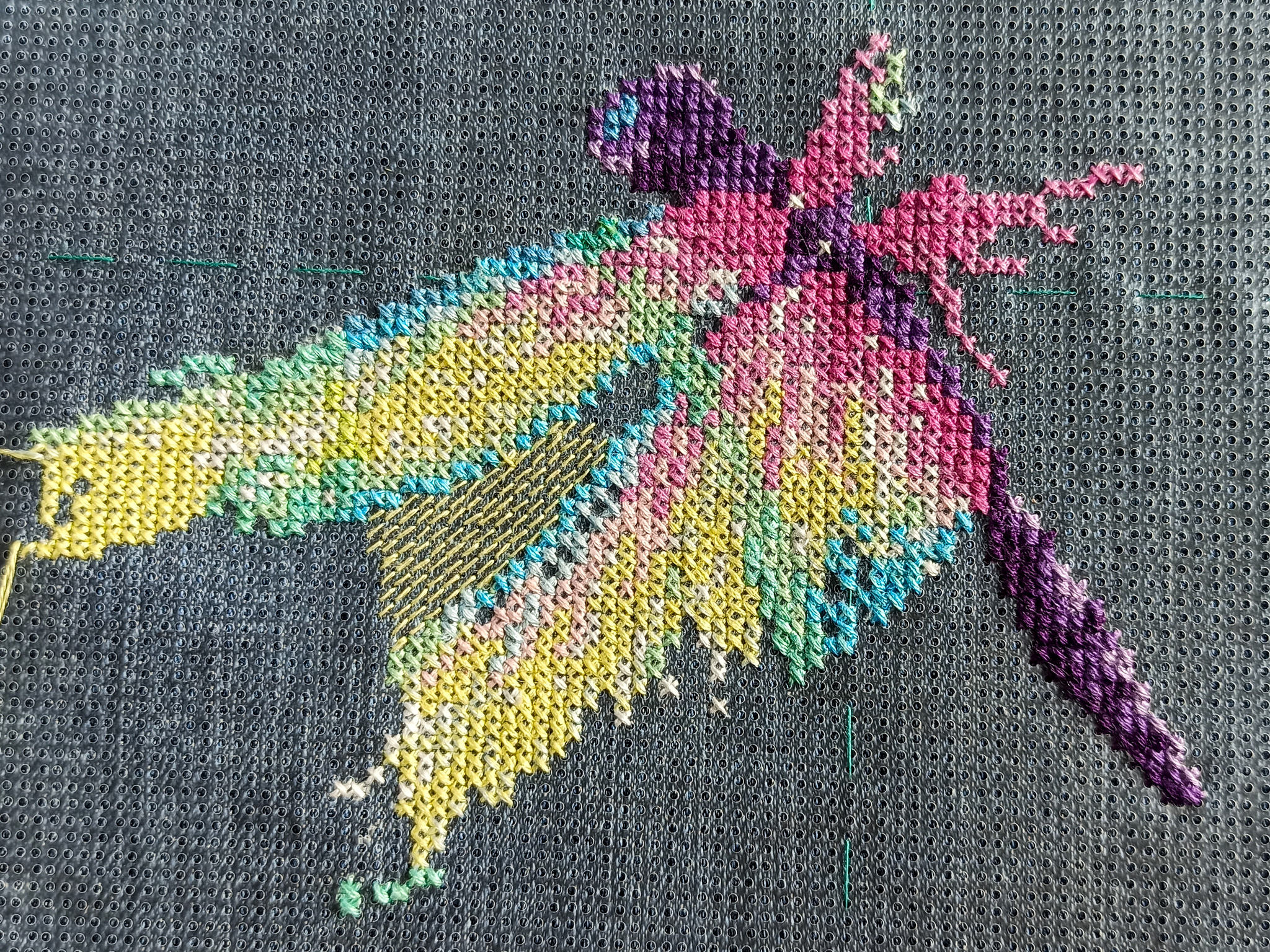 Embroidery on jeans. (Part 2) - My, Needlework, Handmade, Embroidery, Cross-stitch, Hobby, Creation, Art, cat, Dragonfly, Denim, Cloth, Longpost