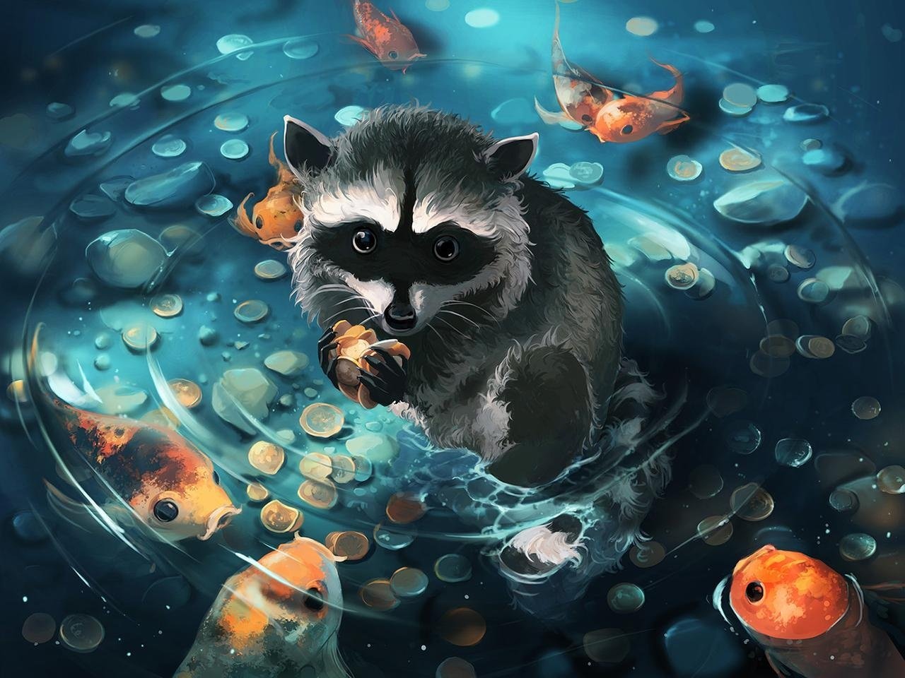 Art by Cyril Rolando - Art, Digital drawing, Animals, Raccoon, Owl, Squirrel, Magpie, Monkey, Longpost